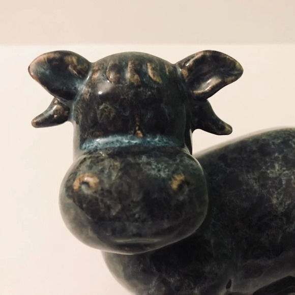 Vintage Cow Figurine  5 Inch Long Ceramic Figure Chip on Ear - Picture 2 of 15